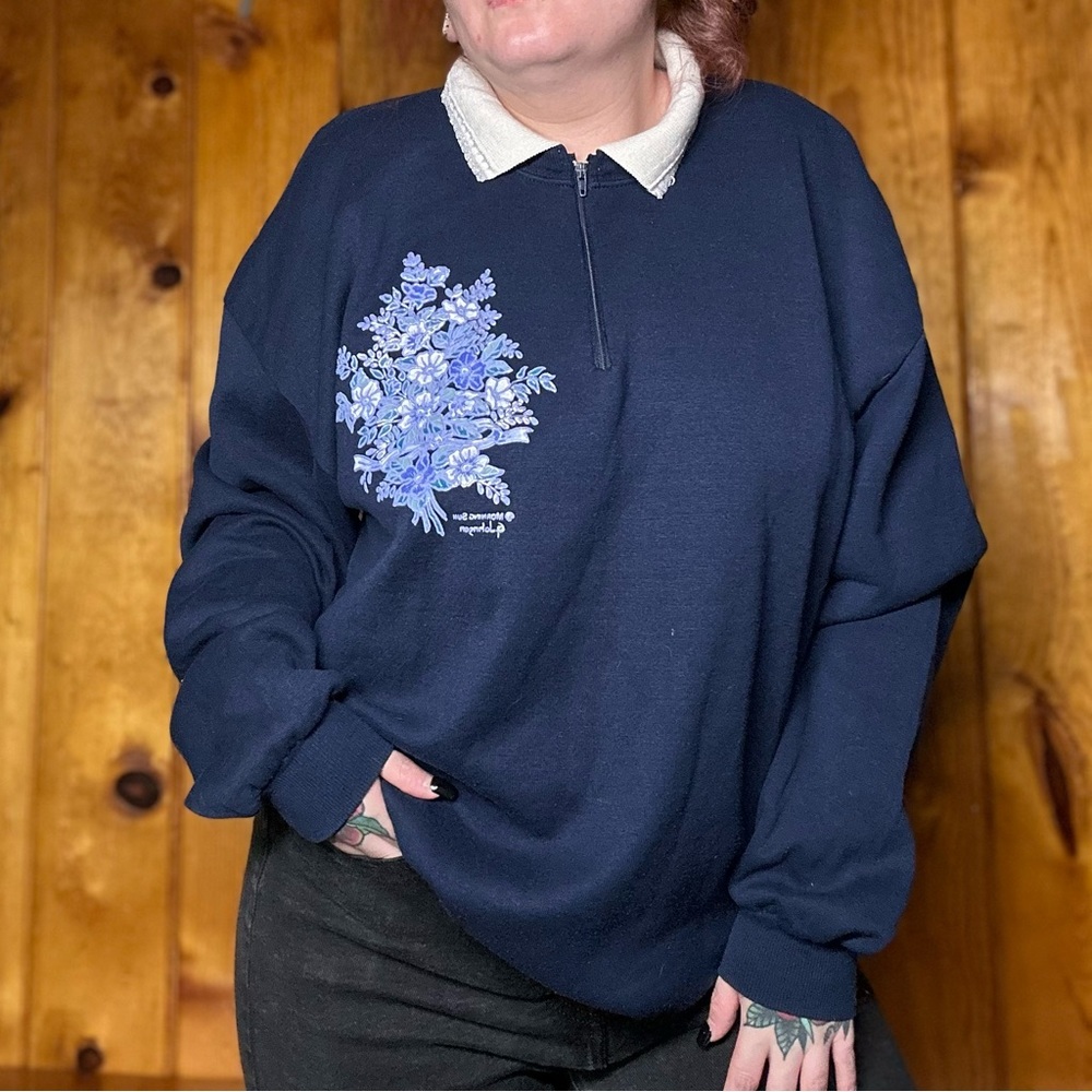 Vintage 90s Morning Sun Floral Collared Sweatshirt